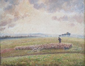 Paysage avec troupeau de moutons tekijältä Camille Jacob Pissarro